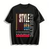 Vintage Style Letter Print Casual Loose Crew Neck Short Sleeve T-Shirt Pure Cotton T-shirt