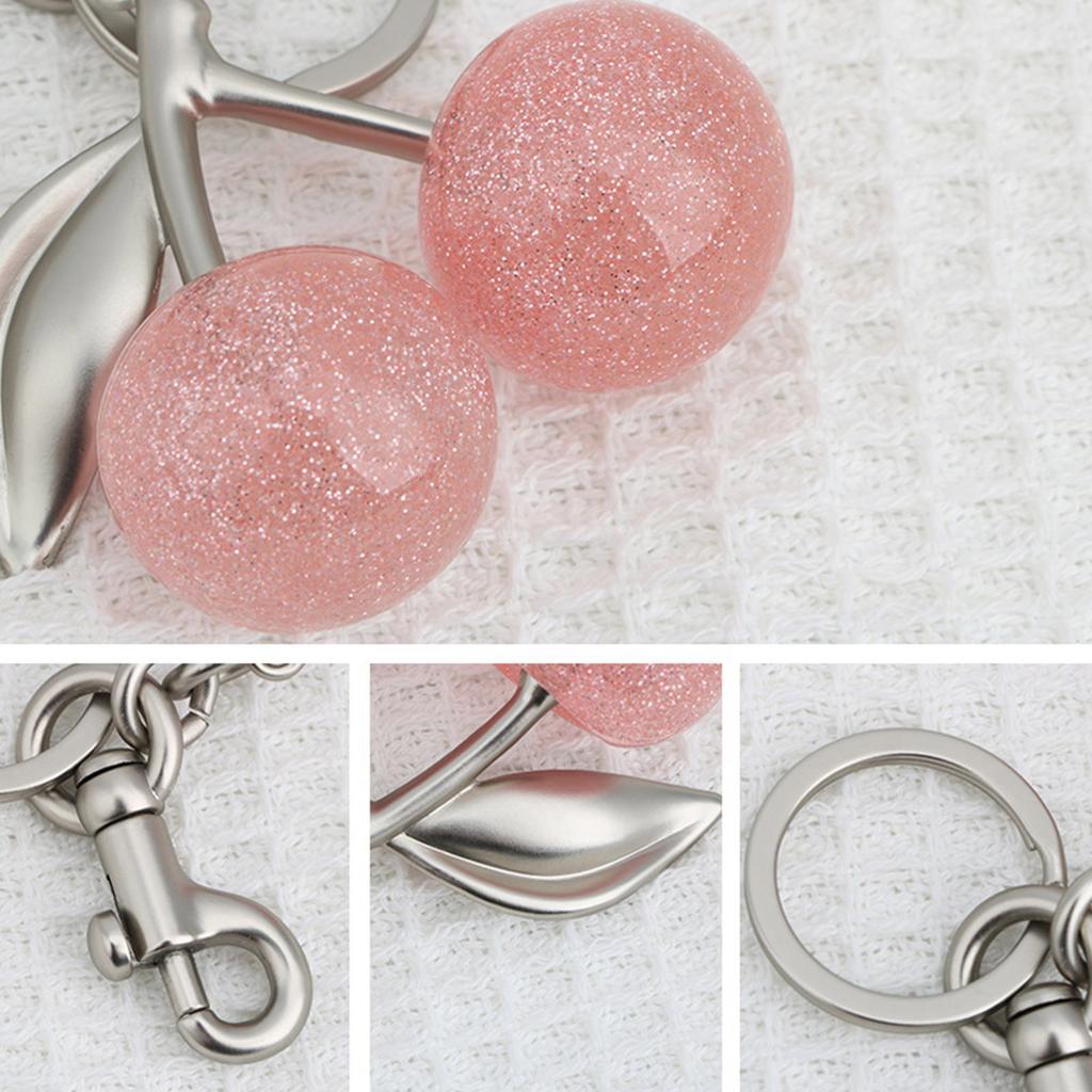 Elegant Crystal Cherrys Shaped Keychain Stylish Woven Charm Pendant Accessory for Fashionable Women Ladies Daily Use