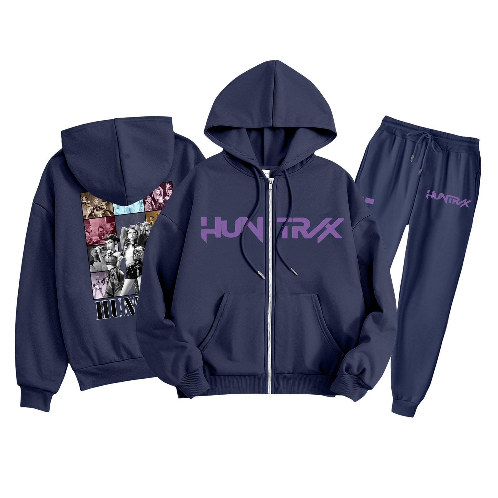 

Детская мода Толстовка с длинным рукавом, на молнии, с капюшоном, спортивные штаны с принтом, комплект толстовки с карманами 130 тёмно-синий