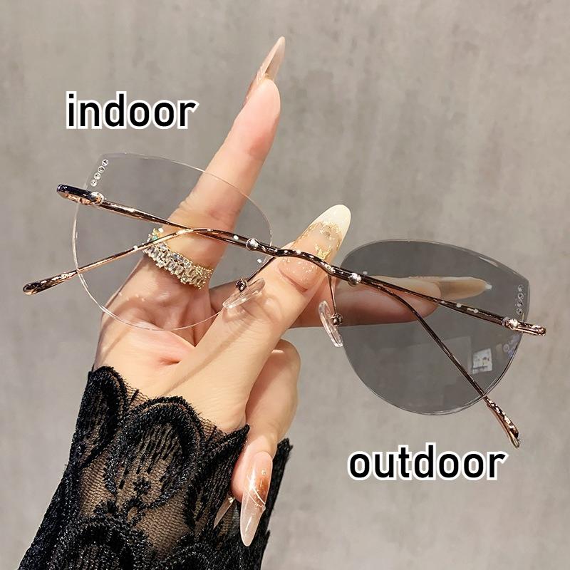 Фотохромные безрамочные очки для близорукости Ультралегкие металлические очки Женские Мужские Большие очки для близорукости 0