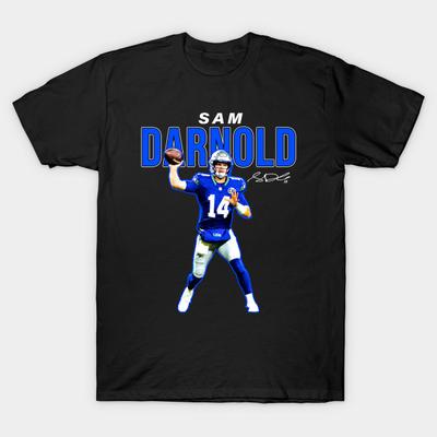 Asian Size Men Black Print T-shirt Seattle Sam Darnold At Halftime Seahawks #14 No-Cut Heat Transfer Print Cotton Tshirt