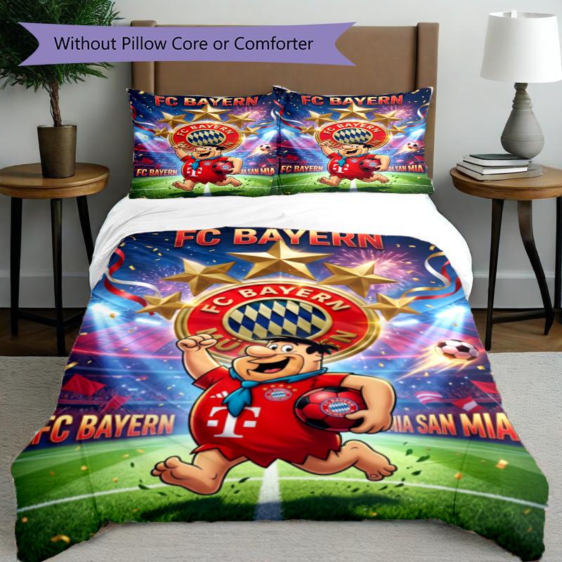 3pcs Duvet Cover Set (1*Duvet Cover + 2*Pillowcase, Without Core), FC Bayern Munich Print Bedding Set, Bedroom Decor, All‑Season, Gift