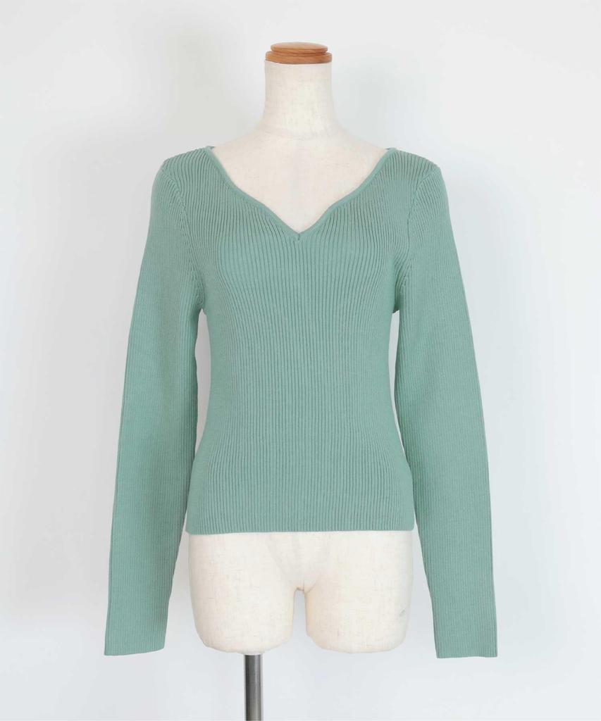 Yours Heart Neck Knit BEXT0243 L Mint Anti-Pilling Women's