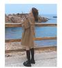 Khaki Petite Double-Breasted Trench Coat for Women - 2025 Autumn Korean Style, Loose Fit