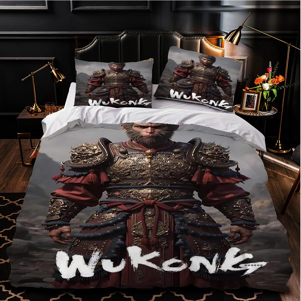 Black Myth Wukong Series Bedding Three-Piece Home Textile 3D Digital Printing