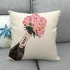 Champagne Bottles and Flowers Digital Printing Short Plush Pillow Covers for Car Sofa Office Cushion Cover Home Goods