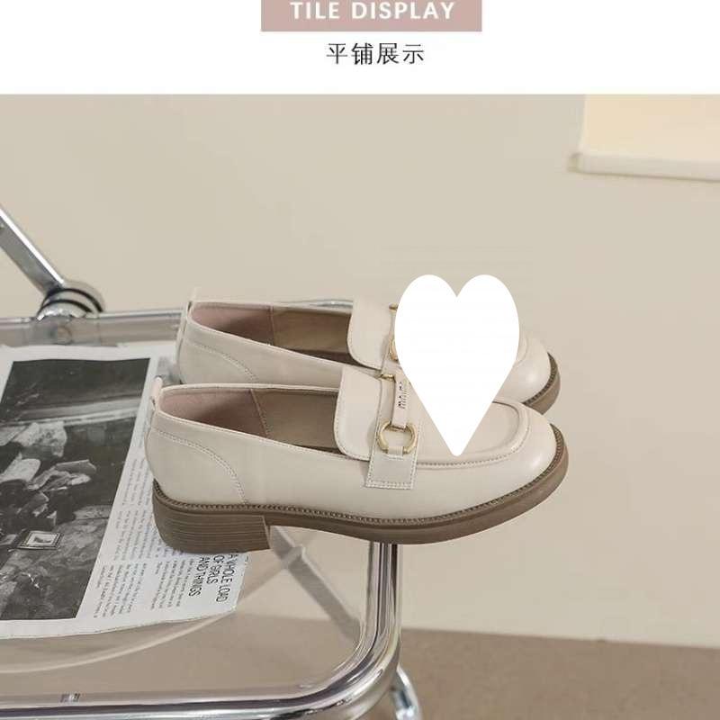 

Platform leather shoes 2025 new one-pedal soft-soled small leather shoes French British style flat-soled metal buckle versatile 35