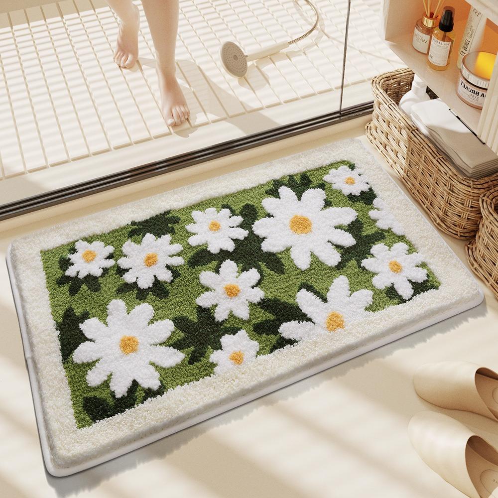 

Цветочный принт для ванной комнаты Кашемировый утолщенный коврик для ванной Нескользящие ковры для умывальника Коврик для пола в ванной Коврик для двери в душевую 3D-подложка из пены с эффектом памяти 400mm*600mm