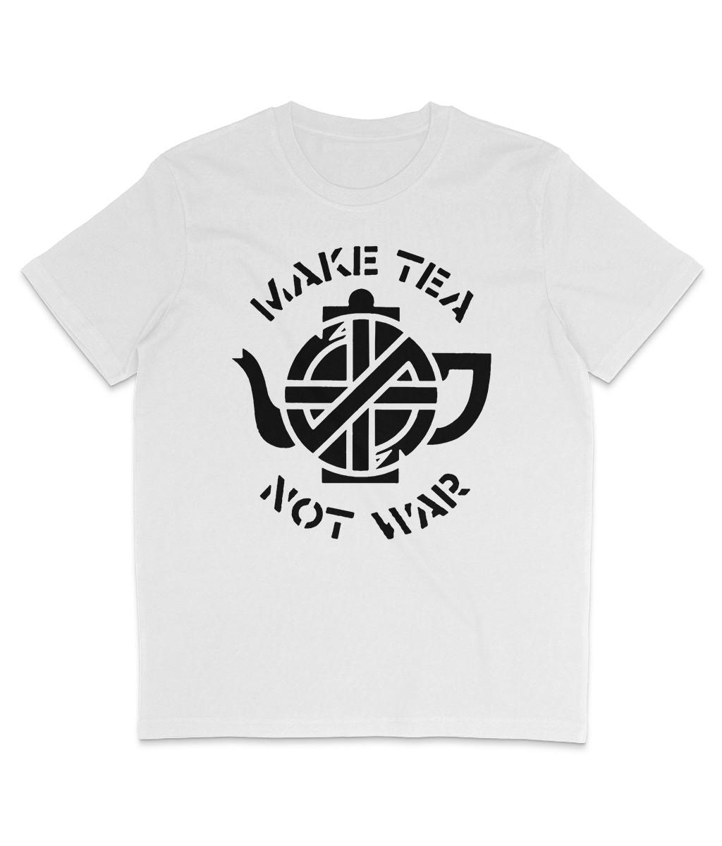 Crass- Make Tea Not War - Black Text - Organic T-Shirt Mens Womens Tees Top - Anarchist - Punk M