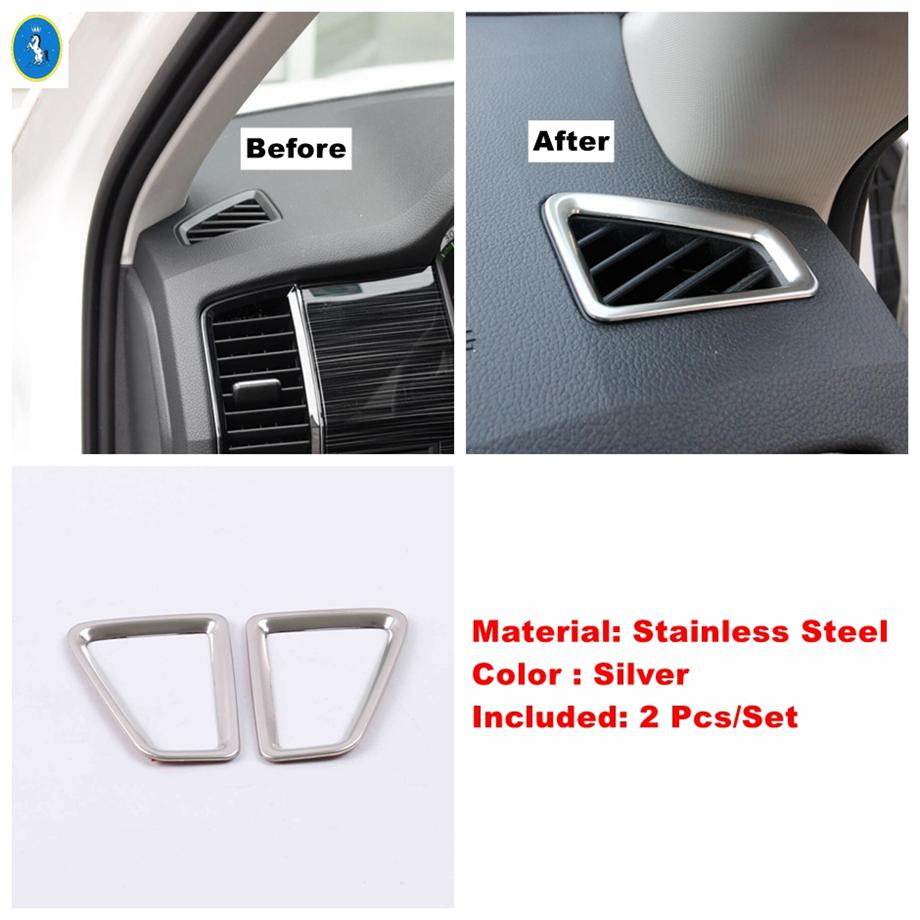 Stainless Steel Car Dashboard Air AC Conditioning Vent Outlet Frame Cover Trim Accessories Interior For Skoda Kodiaq 2017 -