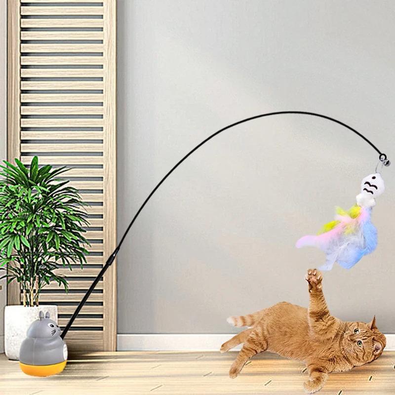 Funny Cat Stick, Steel Wire, Long Pole, Feather, Cute Fishing, Spinning,  Self Entertaining,  Problem-solving, Pet  Toy