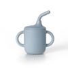 Food-Grade Silicone Straw Cup for Infants & Toddlers - Non-Slip, Leak-Proof, with Lid & Duckbill Spout, High-Temperature & Drop Resistant.