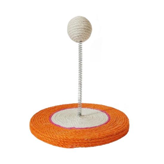 Sisal Rope Cat Scratcher Round Sisal Cat Scratching Mat And Spring Scratch Ball оранжевый