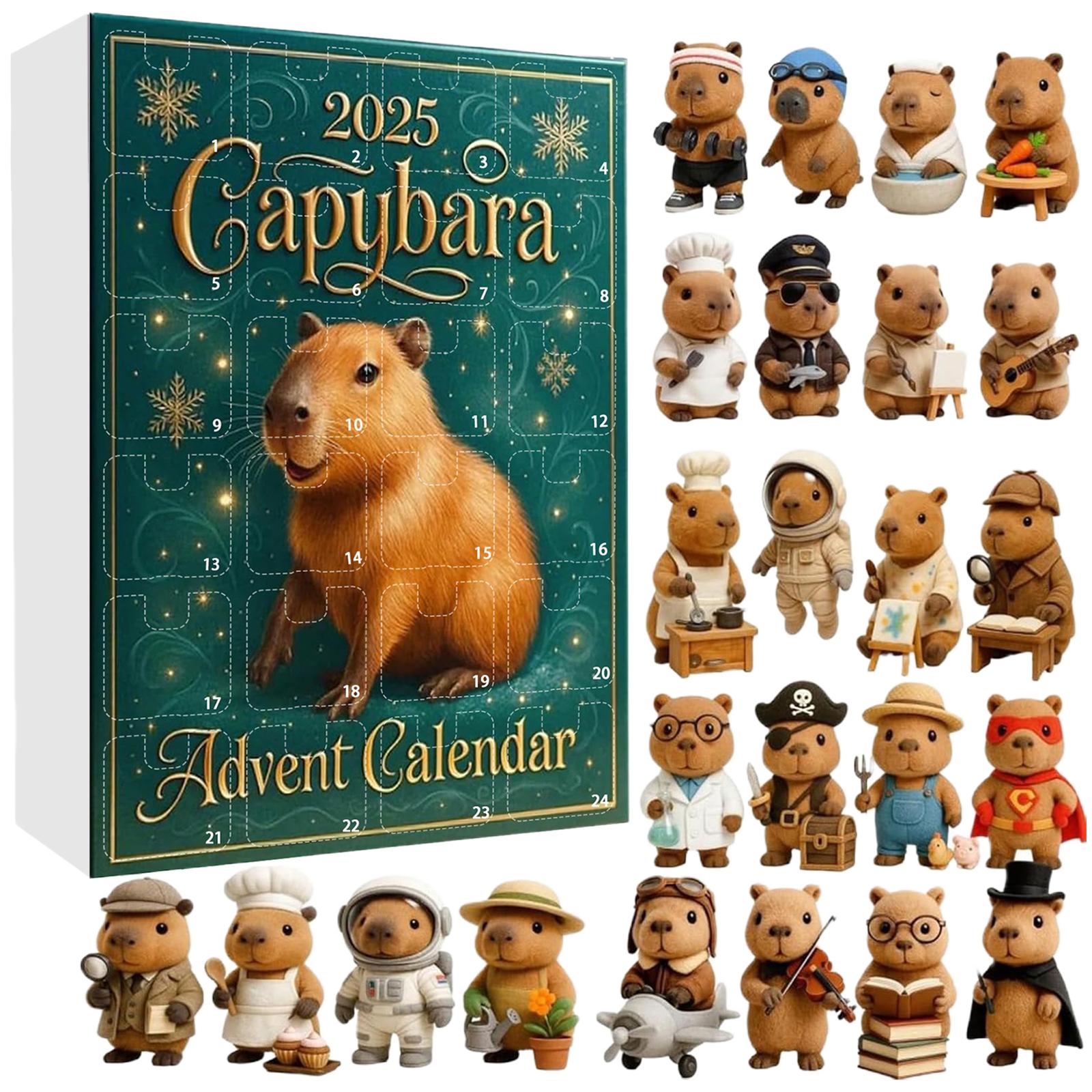 

Capybara 24 Days Christmas Countdown Calendar with 24 2D Flat Capybara Ornaments Advent Calendar for Christmas Tree Home Decor 24PCS