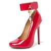 Sexy Women's High Heels Pumps Shoes Big Size Black Red Stiletto Heels Strippers Dance Shoes Buckle Straps Key Wedding Shoes Men