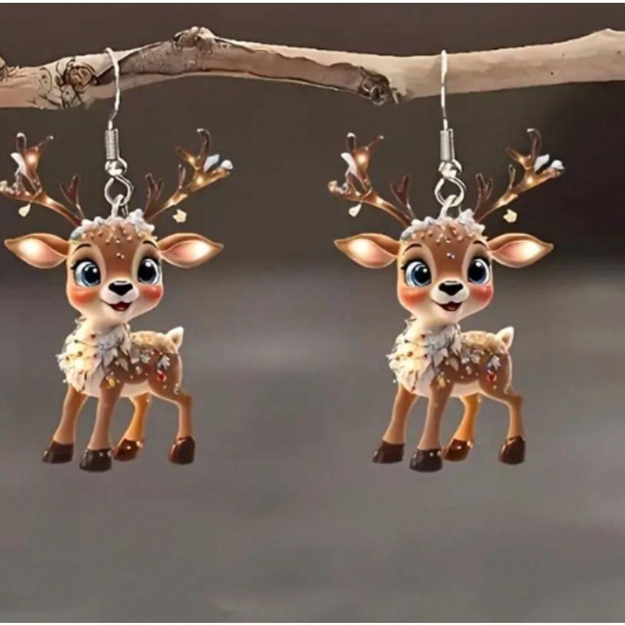 Cross-border New Products Charming Christmas Elk Cartoon Earrings Cute Christmas Acrylic Earrings Earrings Earrings Ornaments