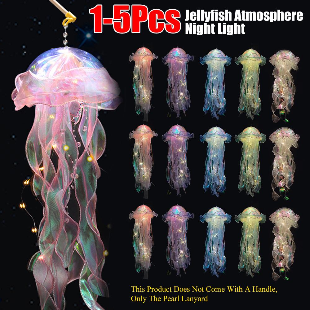 1-5pcs Jellyfish Lamp Jellyfish Atmosphere Night Light Button Battery Hanging Ceiling Lantern Creative Jellyfish lantern Photo