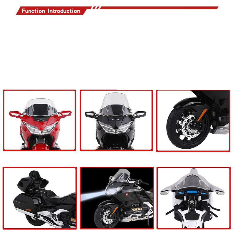 1/9 Honda Gold Wing Tour GL1800 Alloy Die Cast Motorcycle Model Vehicle Collection Sound and Light Off Road Autocycle Toys Car