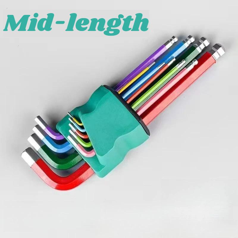 1set Industrial Ball End Hex Key Set, S2 Steel Color Coded Allen Wrenches for Automotive Repair, Machinery, Bike Maintenance