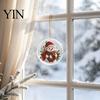 Festive Office Holiday Ornaments Christmas Acrylic Hanging Ornament, Double Side Printed Santa Pendant for Tree Window, Charming Accents 2D Flat Decor