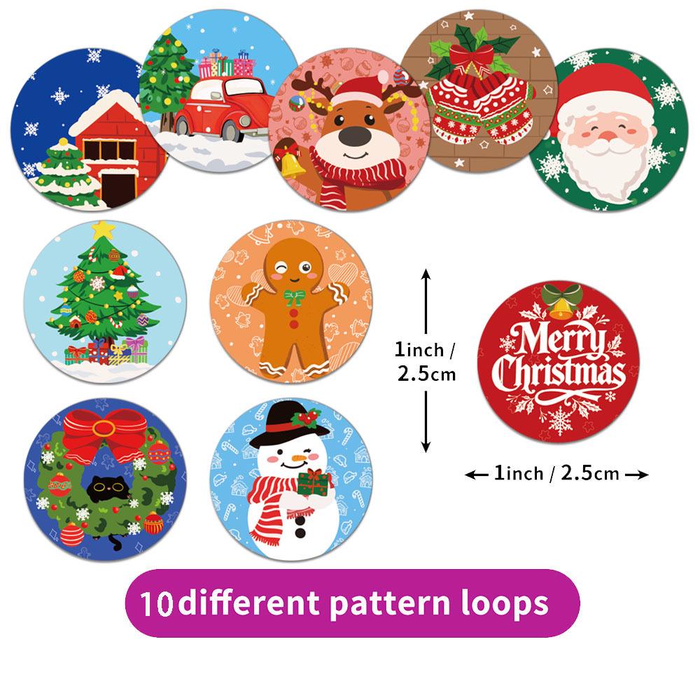 500 Sheets/Roll Christmas Cartoon Stickers for Journal, DIY Crafts, Phone Case & Notebook Decoration.