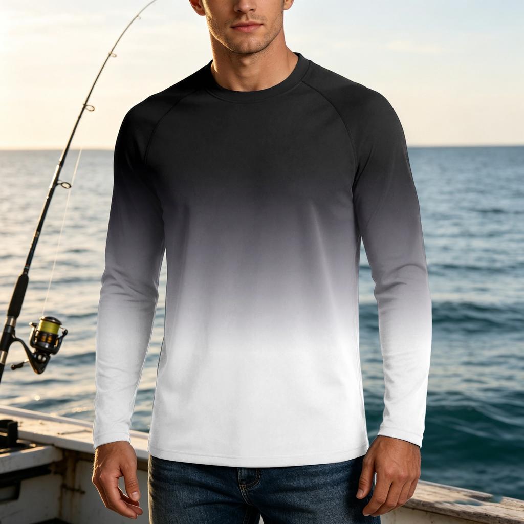 Men's UPF50+ Sun Protection Long Sleeve Shirt Stretch Fabric Lightweight Breathable Outdoor Activewear Top