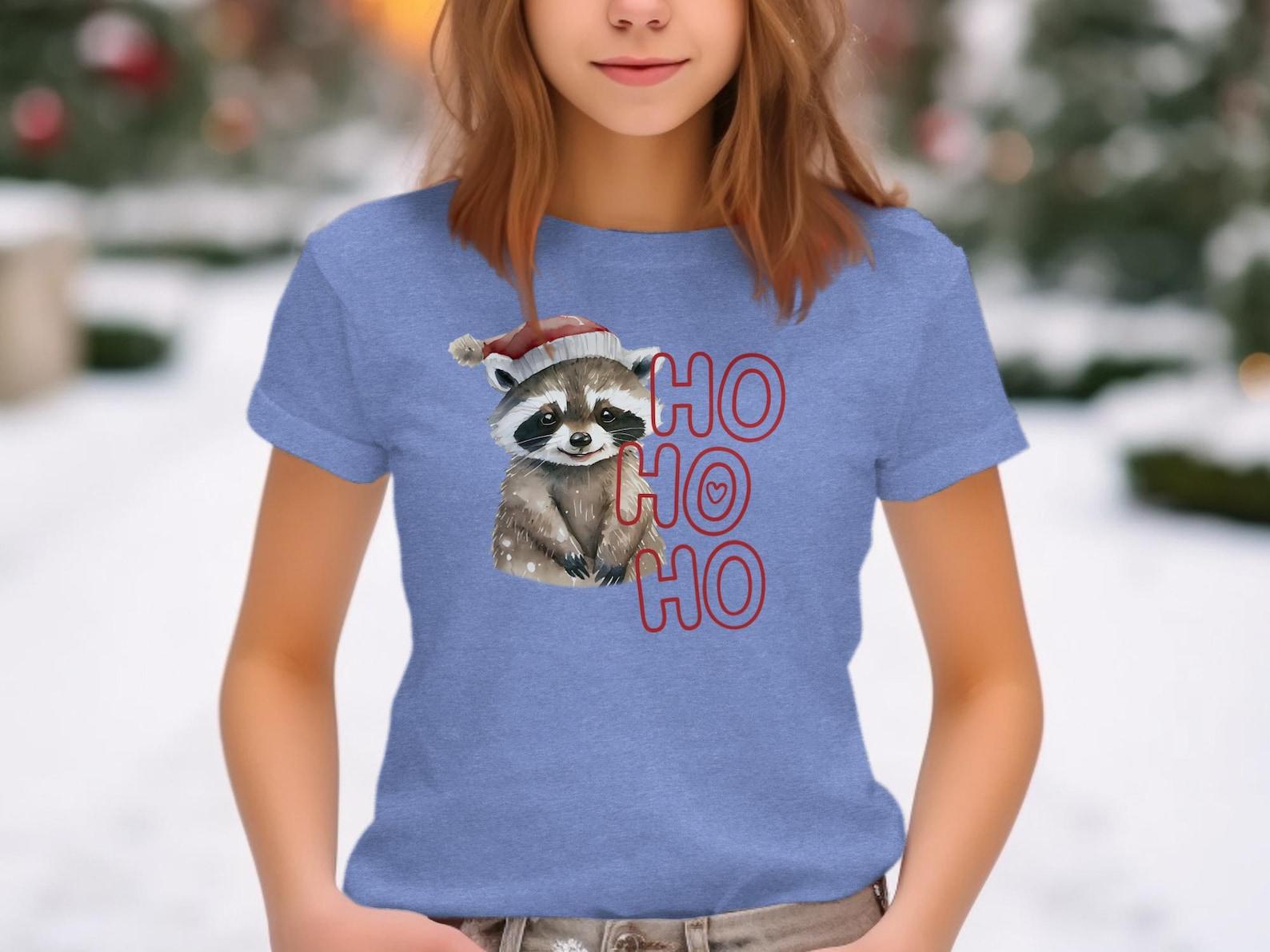 Christmas Raccoon Ho Toddler Youth Baby T-shirt, Woodland Animal Holiday Apparel L