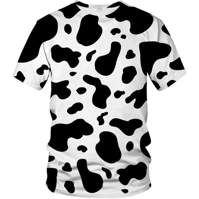 

Summer Mlik Pattern Men s Fashion Digital Print Short Sleeve T-Shirt Comfortable Style Slim Fit S