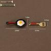 Miniature Dollhouse Fried Egg Pan & Spatula Set for Tiny Kitchen Szene Decor (OB11).