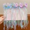 Toddler Girl Mermaid Headwear Children Princess Bow Hairpin Girls' Floating Yarn Braided Hair Clip Mermaid Maiden Hair Accessory