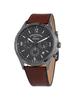 Men's Quartz Watch with 3 Sub-Dials & Date Display, White/Gray Dial, Brown Strap, Business Casual Style FS5815