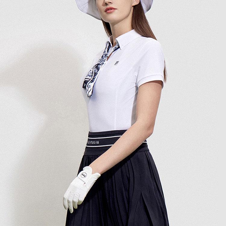 Fila Golf Knitted Short Sleeve Polo Shirt Women Tops White A11W325125F-WT