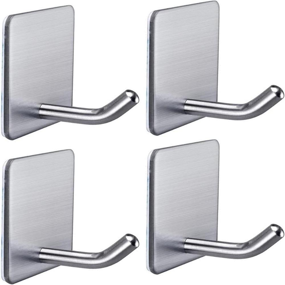 

4 шт. сверхпрочные клейкие крючки для полотенец, настенные крючки из нержавеющей стали, водонепроницаемая душевая палочка на крючках для подвешивания пальто, шляпы, крючка для халата для полотенец, настенная вешалка
