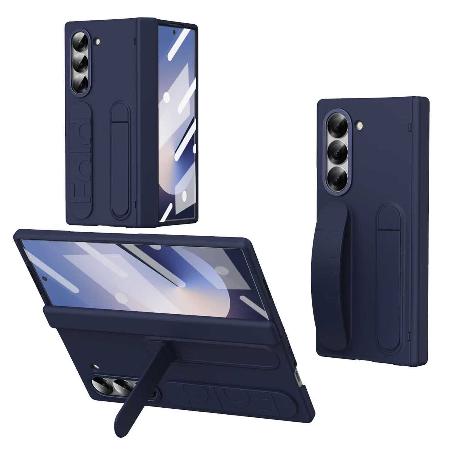 

Оригинальный силиконовый чехол для телефона Samsung Galaxy Z Fold 6 5 4 5G с подставкой, стеклянной пленкой Z Fold6 Fold5, защитный чехол на шарнир For Galaxy Z Fold 6&With Glass Film