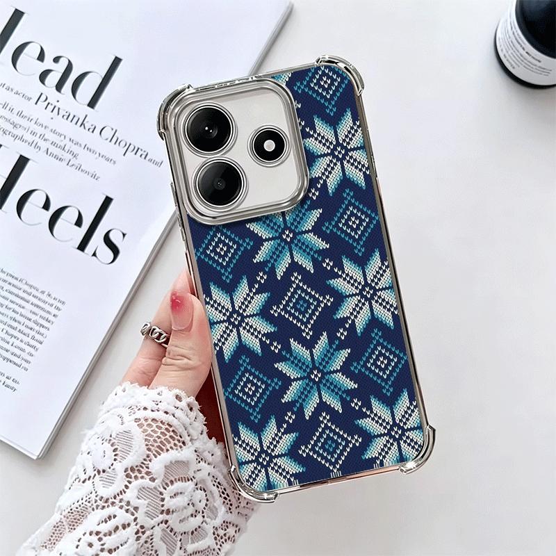 

Knitted Style Geometric Pattern Soft Phone Case For Xiaomi Redmi Note 14 15 Pro Plus 13 12 11S 11T 5G 10 9S 9 Plating Anti-Fall Redmi Note15ProPlus