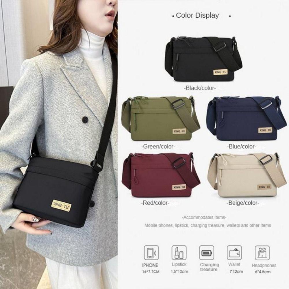 Fashion Oxford Crossbody Bag Large Capacity Solid Color Shoulder Bag Soft Fabric High Quality Messenger Bag Women Men