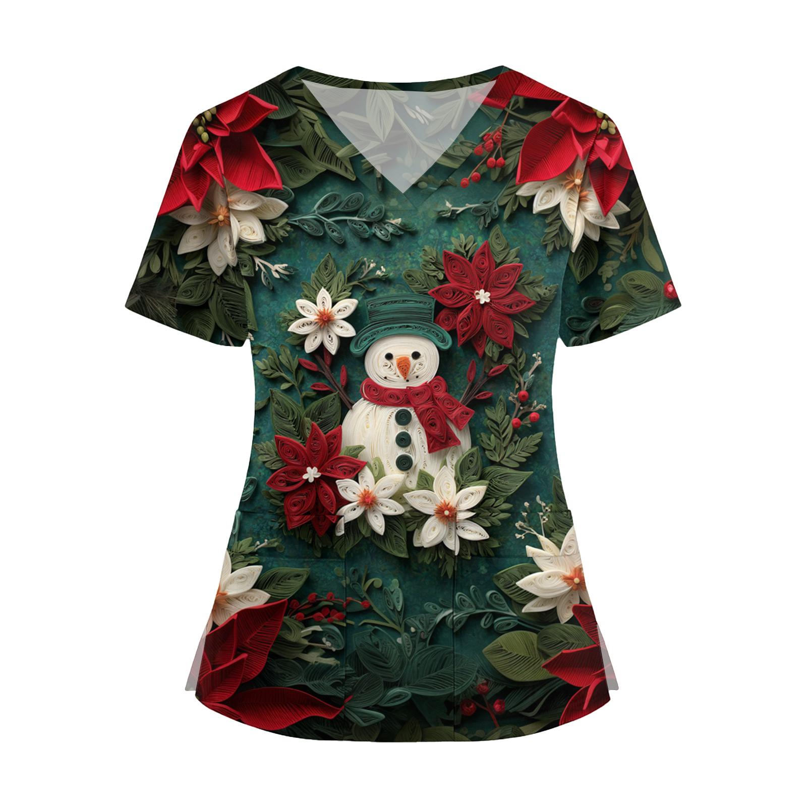 

Жіноча мода Комбінезон з V-подібним вирізом та короткими рукавами з кишенями Принтовані топи Одяг L темно-зелений колір