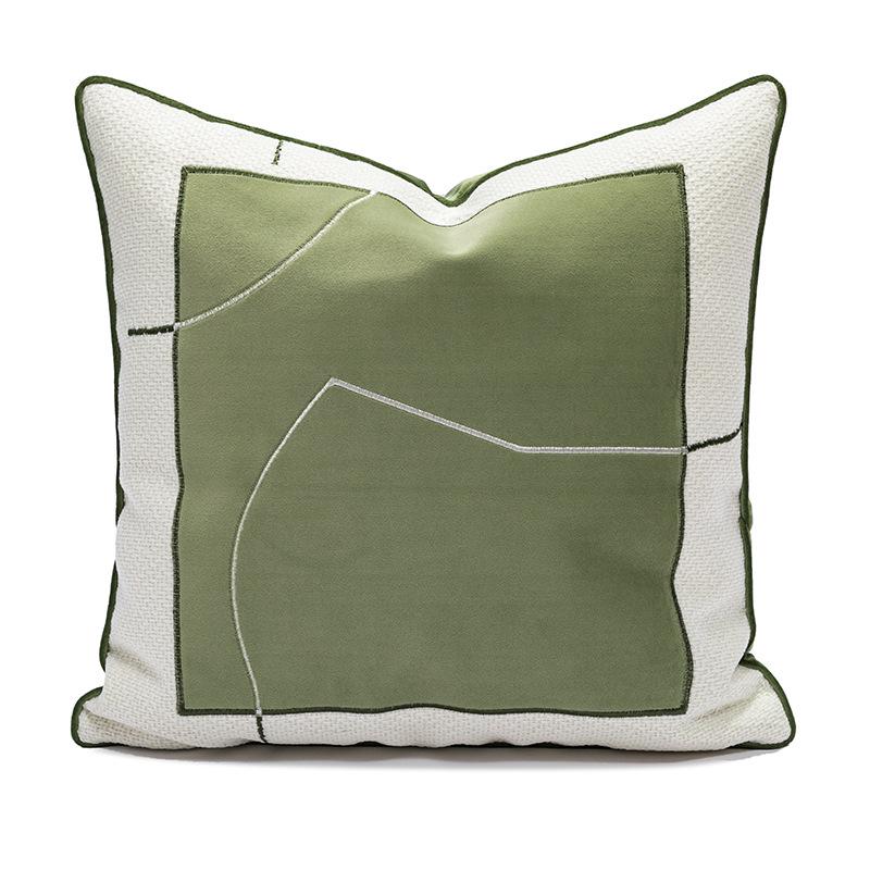 Green Nordic Embroidery Throw Pillow - Living Room, Sofa, Bed & Bay Window Cushion, Pillowcase In Stylish Design