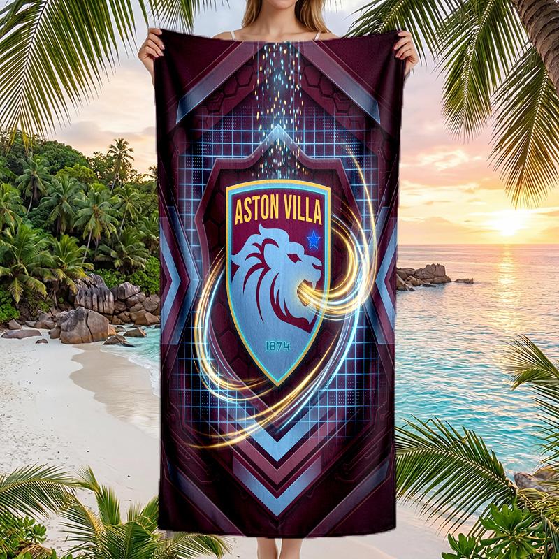 Aston Villa Football Beach Towel Soft Microfiber Summer Towel Quick Dry Absorbent Towel for Beach Swimming Pool Travel