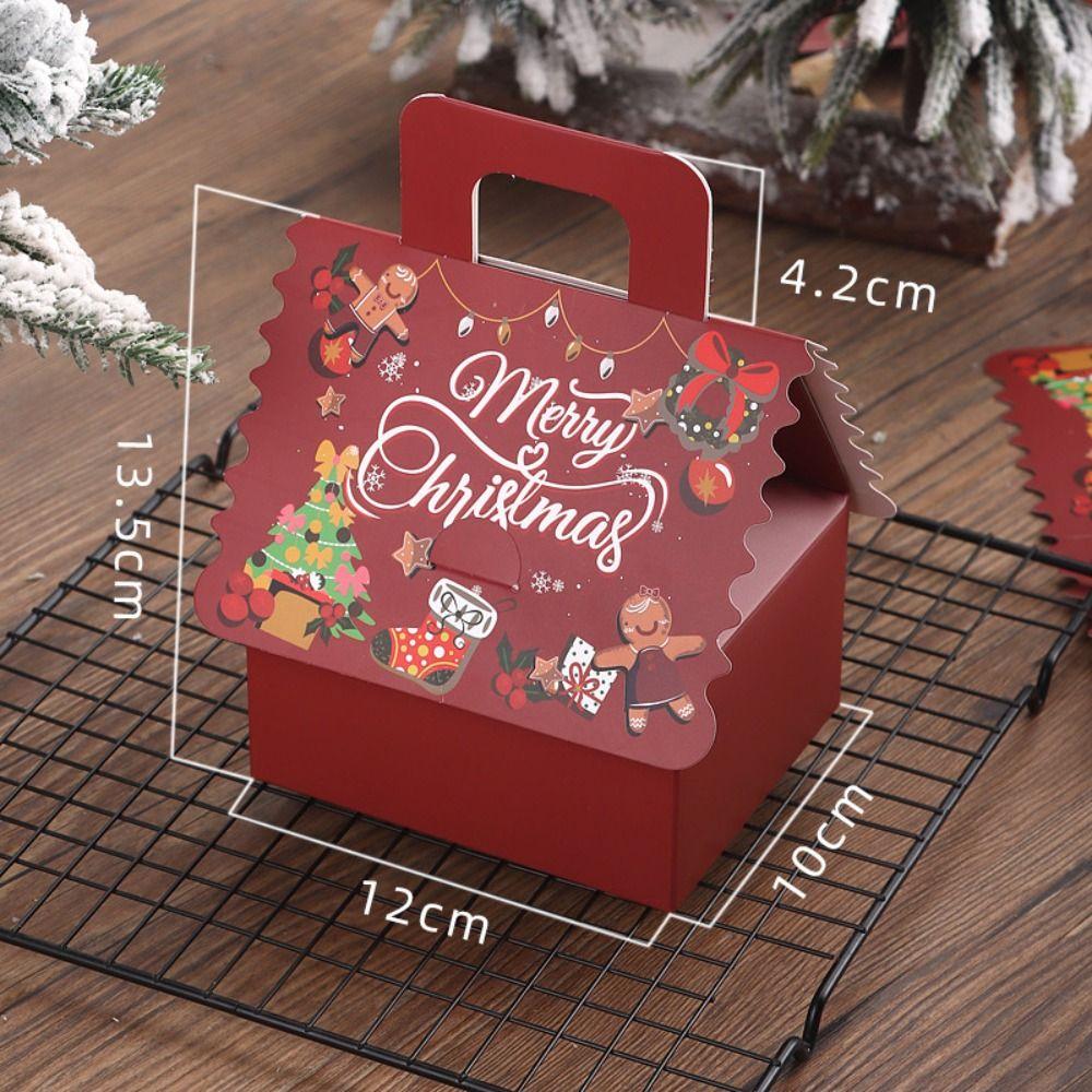 10pcs Christmas Cookie Snack Bag Kraft Paper Packing Box Creative Candy Gift Boxes  for Xmas Party