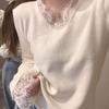Plus Size Velvet Slimming Lace Trim Long Sleeve Top - Autumn/Winter Collection