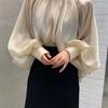 Elegant Style Blouse Women Hot Sale All-Match Solid Color Bl
