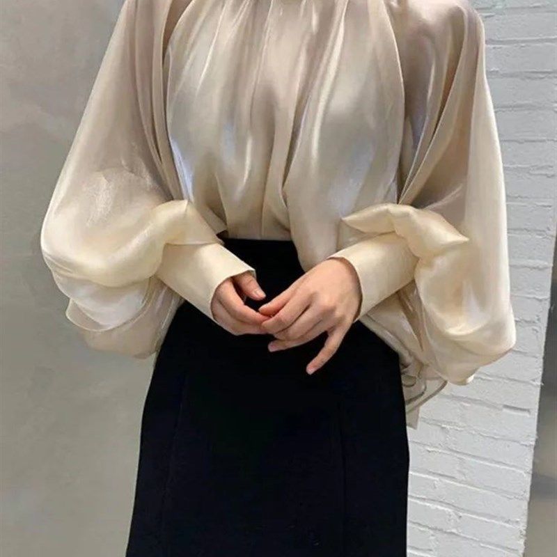 Elegant Style Blouse Women Hot Sale All-Match Solid Color Bl