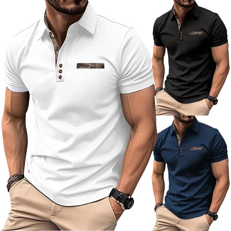 Summer Fashion Versatile Body Shirt Loose Men's T-shirt Men's Buttons Lapel Sports Polo Shirt Tops