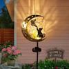 Solcelle Havebelysning, Vandtæt Metal Kat Sommerfugl Måne Stanglampe til Gård, Græsplæne, Terrasse, Udendørs Dekoration