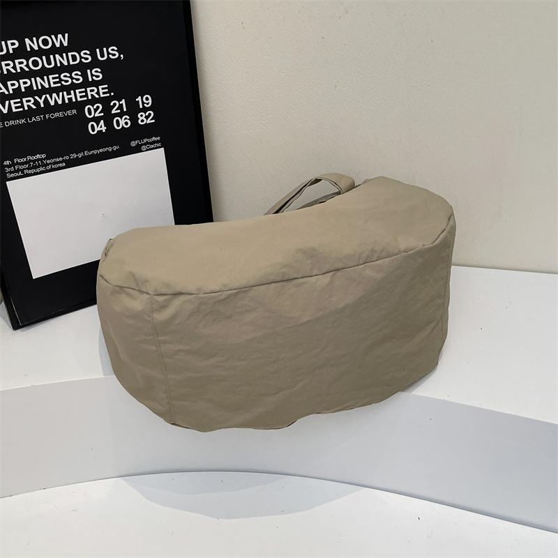 Canvas Bag Women's Dumpling Bag Solid Color Shoulder Bag Large Capacity Crossbody Bag