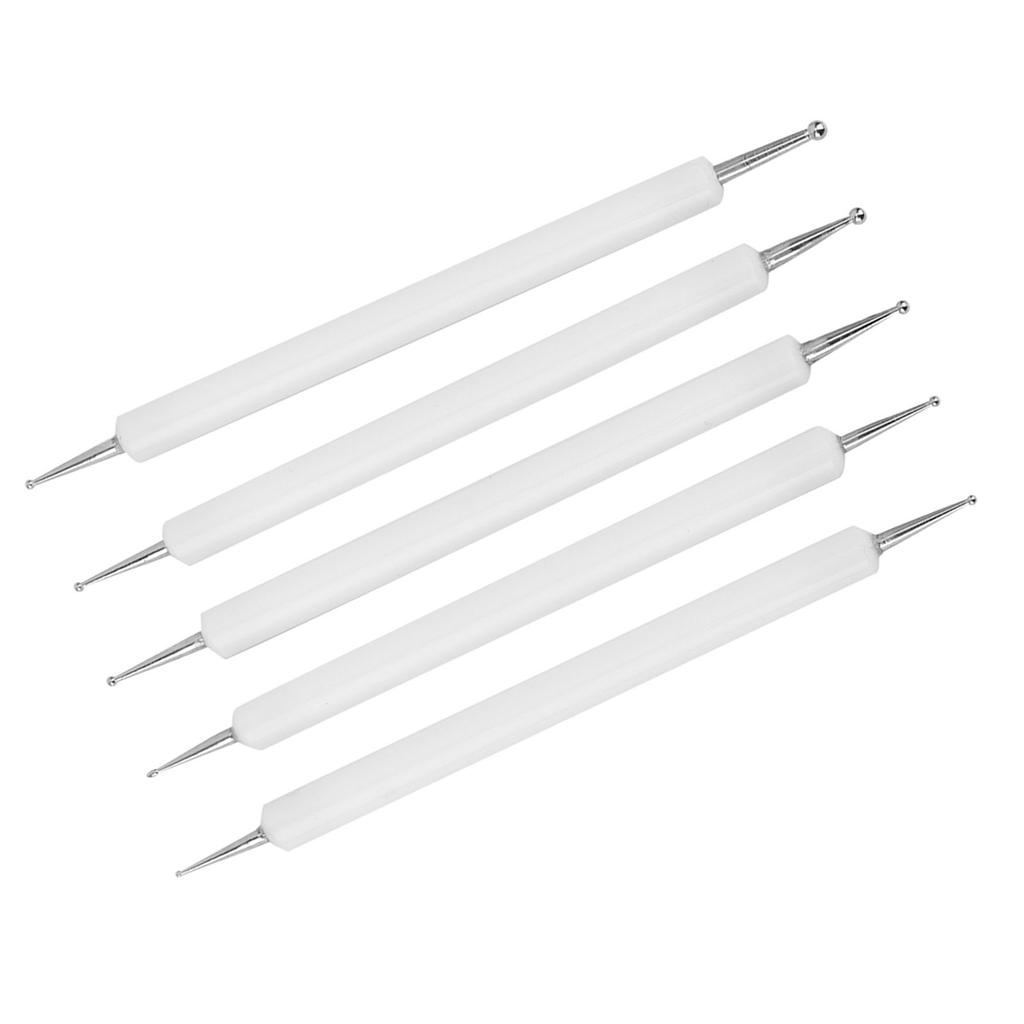 5Pcs Double End Acrylic Rod Round Head Clay Indentation Pen Sculpting Dotting Tool (Black)