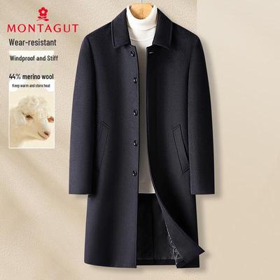 MONTAGUT Men's 40% Wool Blend Mid-Length Winter Overcoat