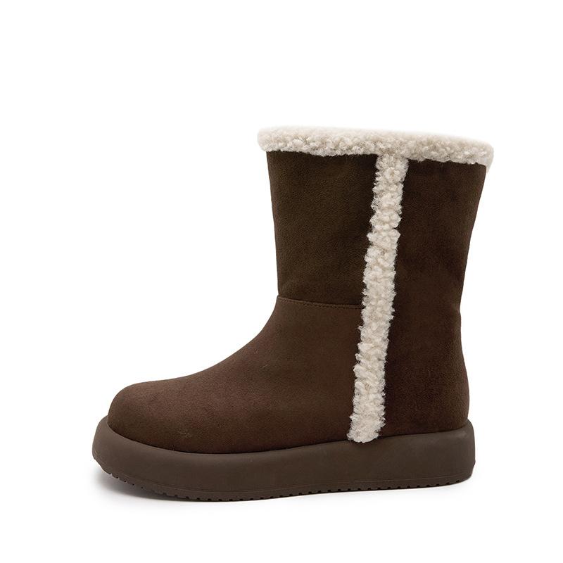 Retro Snow Boots Women's 2025 Winter New Velvet Thickened Warm Overalls Cotton Shoes Comfortable Soft-soled Martin Boots