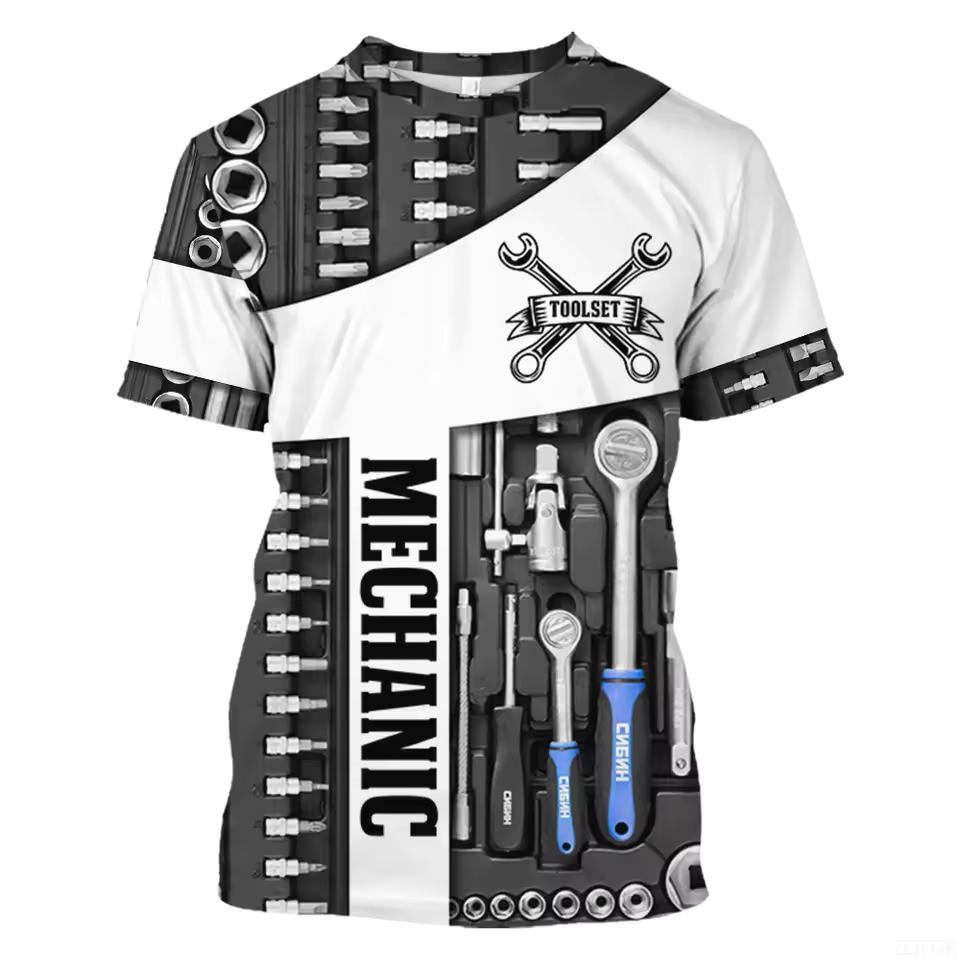 Männer T Shirt Vintage T-shirt Sommer Kleidung Personalisierte Name Mechaniker 3d Druck Tops 5xl Straße Casual Sport Übergroßen Pullover